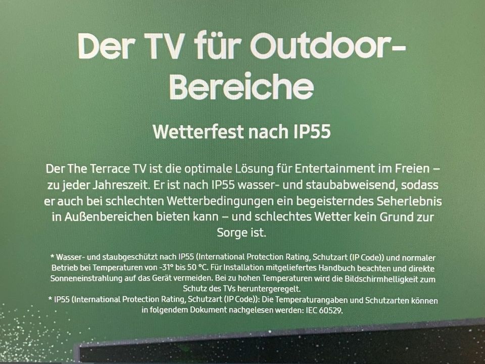 65 Zoll QLED 4K Outdoor Fernseher The Terrace in Meckenbeuren