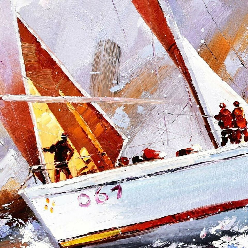 Modern Art - Segelregatta vor Helgoland i98522 80x110cm Ölbild in Berlin