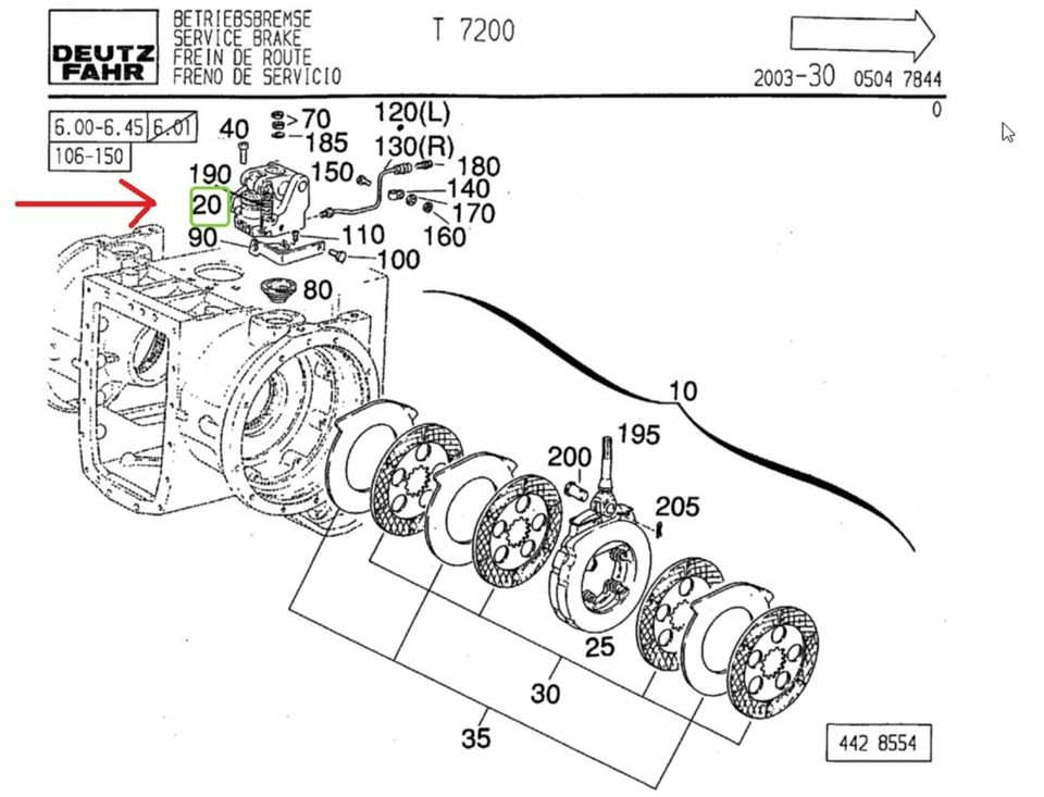 Reparatursatz Bremsbetätigung Deutz-Fahr Agrotron 6.20, 120 in Hamersen
