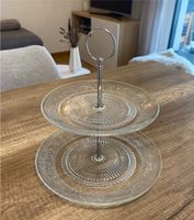 Vintage Etagere - Glas mit Relief/ Muster - 2-stöckig - wie neu Bayern - Würzburg Vorschau