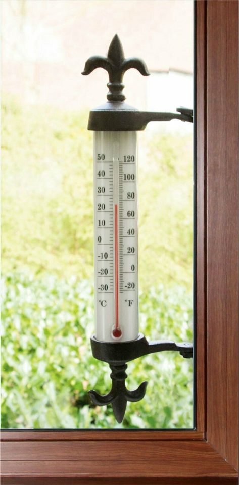 ☀ Thermometer schwenkbar "Lilie" aus Gusseisen *NEU/PAYPAL* Antik in Gera