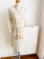 Kleid PLEASE S M Long Shirt Tunika Creme Gold Print Hessen - Darmstadt Vorschau