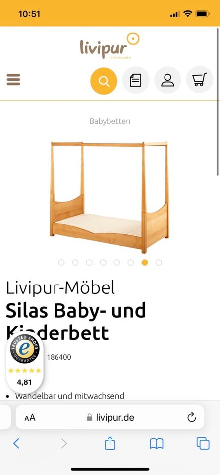 2 x Livipur Silas Baby- und Kinderbett Massivholz Waldorf Öko in Wetter (Ruhr)