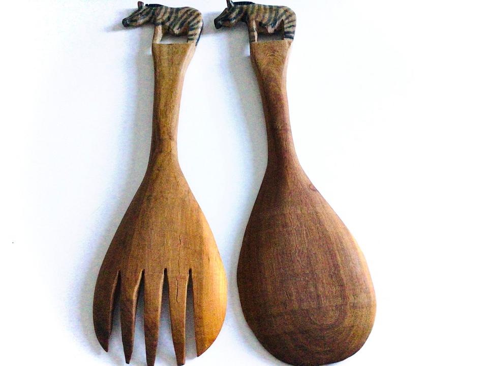 Afrika Salatbesteck Zebras Holz Löffel Gabel,Besteck Set neu in Bremen