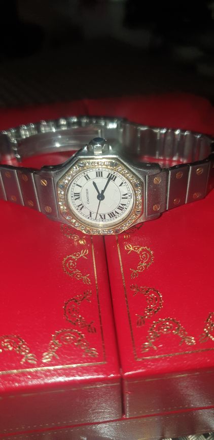 Cartier Santos Octagon, 25mm,0907,32 Brillanten,Saphir,Automatik in Berlin