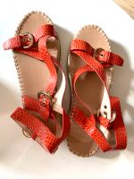 Sandalen 38 Bast rot orange Koralle Gold Schuhe schnallen Düsseldorf - Bilk Vorschau