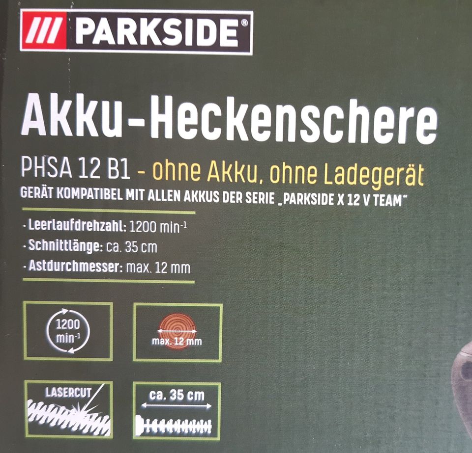 PARKSIDE 12V Akku-Heckenschere PHSA 12 B1 OHNE Akku/Ladegerät in Sachsen -  Bad Gottleuba-Berggießhübel | eBay Kleinanzeigen ist jetzt Kleinanzeigen