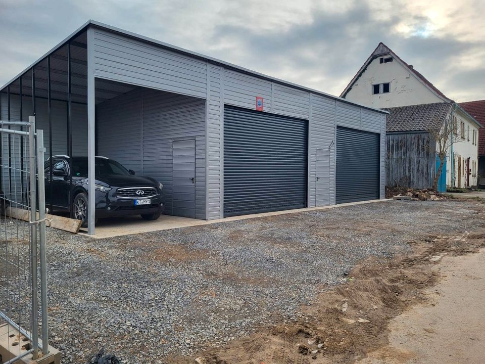 NEU! KFZ Fertiggarage Werkstatt 8x6 mit Carport3x6 Silber in Pfungstadt