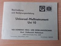 Bedienungsanleitung UNI 10 Meßgerät Berlin - Treptow Vorschau