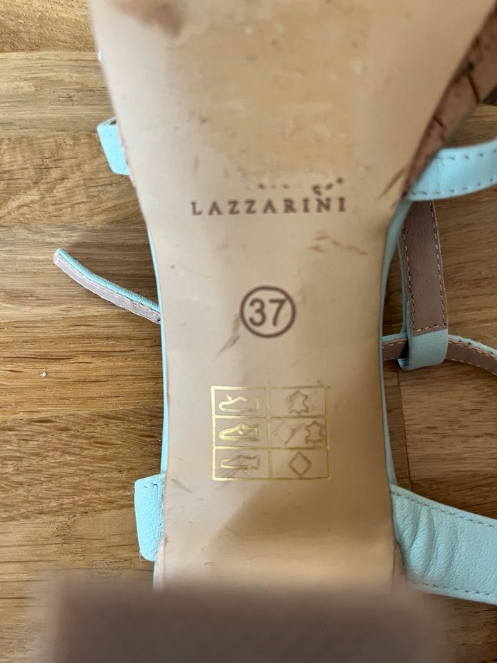 Riemensandalette Damen Lazzarini Türkis Gr. 37 Leder Schuh in Karlsruhe