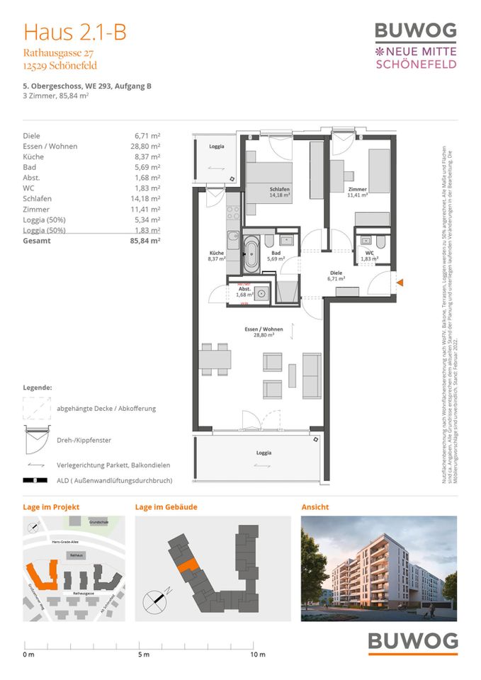 Jetzt kaufen und Wohntraum erfüllen: Elegante 3-Zimmer Wohnung in schönem Neubau-Quartier in Schönefeld