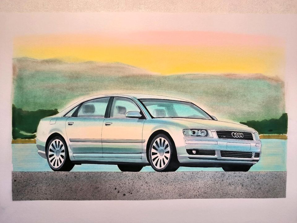 Audi A8 D3 quattro selbstgemaltes Bild Unikat in Friesoythe