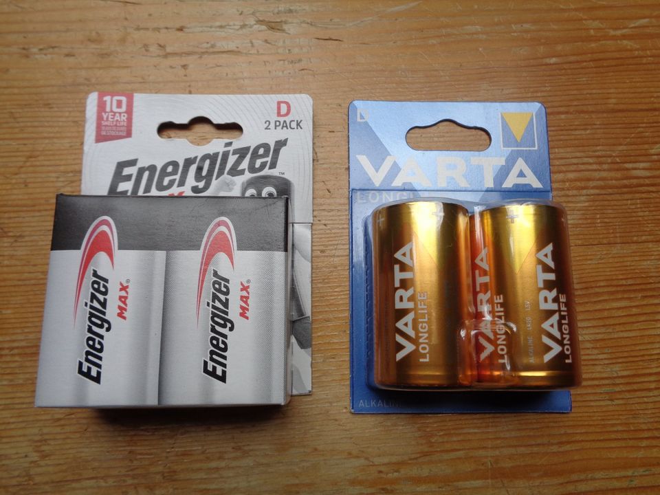 3 Batterien D, Varta, Energizer, NEU, OVP in Heilsbronn