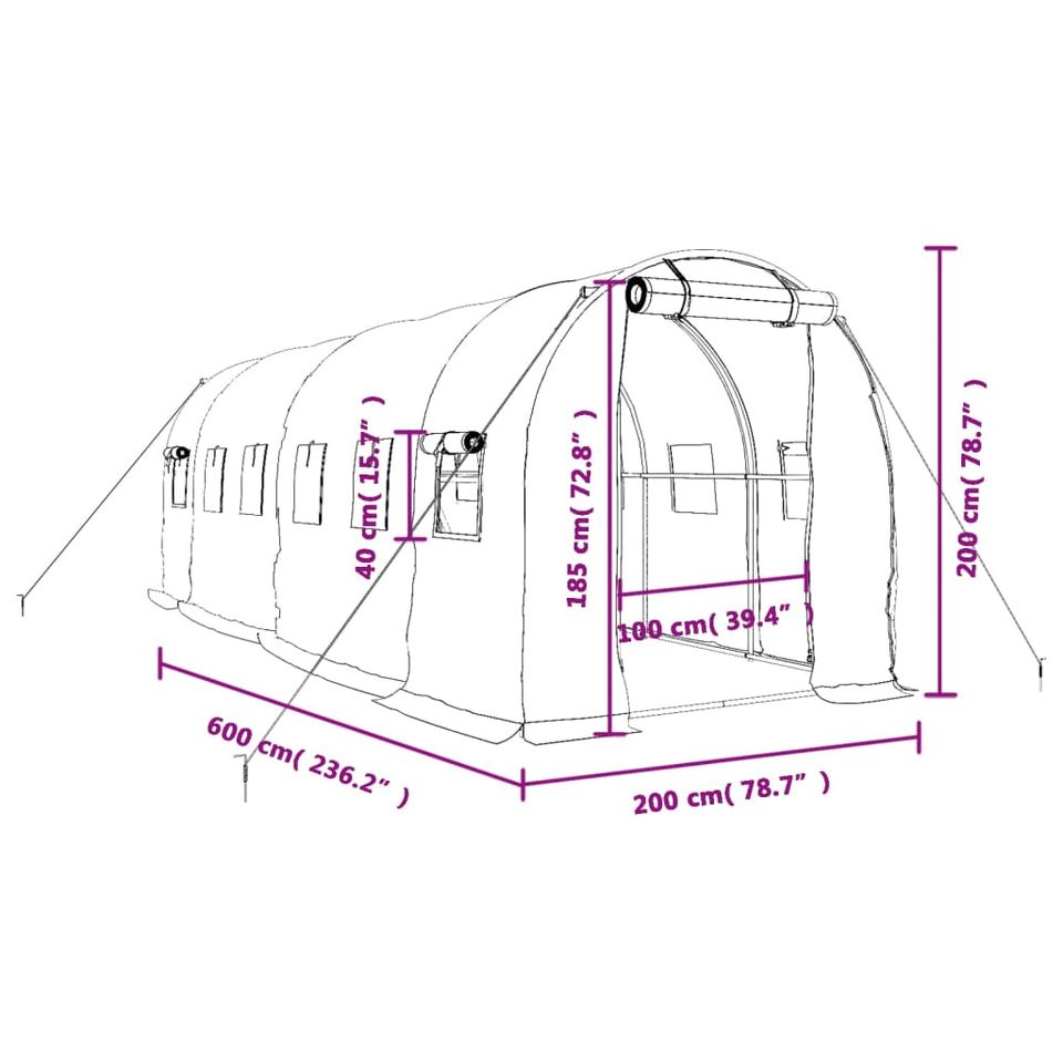 Gewächshaus in Grün und Weiß 12m² 6x2x2m in Rülzheim