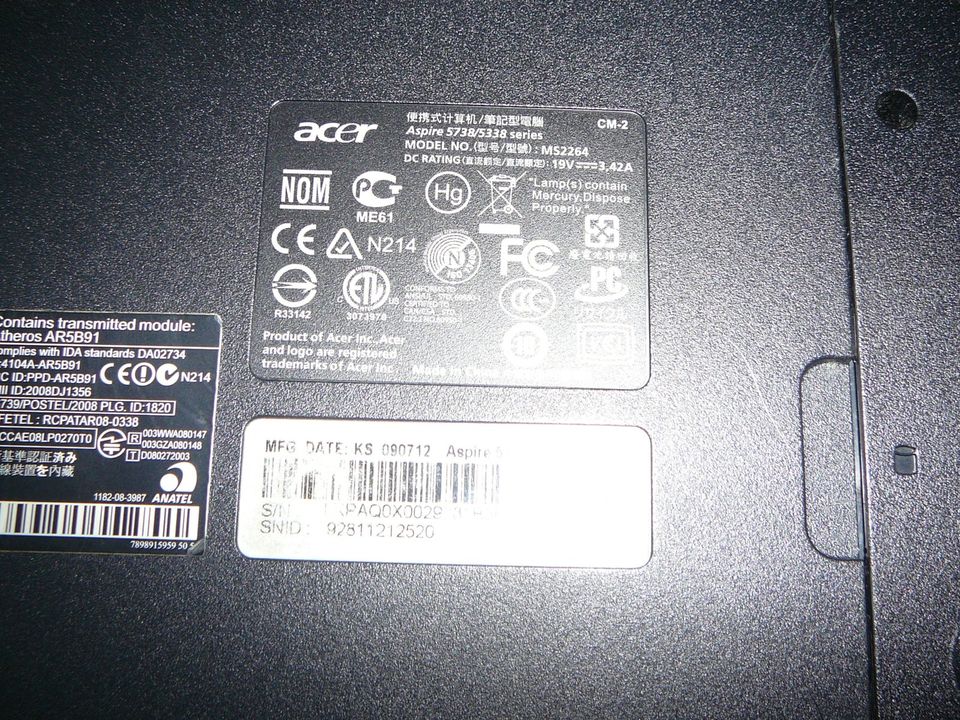 ACER ASPIRE 5338Z.MODEL MS2264 in Ennigerloh