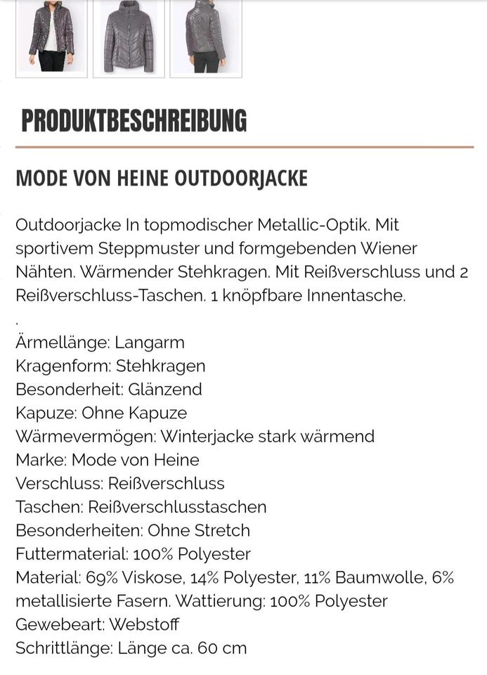 Neu m.Etikett Heine Damen Winterjacke Rick Cardona Gr 36 in Hoppstädten-Weiersbach
