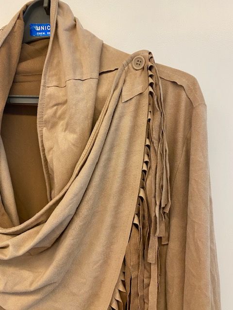 Jacke Lederlook Fransen beige von Vestino Gr. 44 in Mönchengladbach