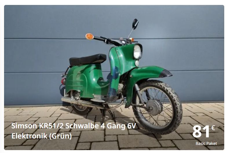 Simson Leasing KR51/2 Schwalbe 4 Gang 6V Elektronik (Grün) in Chemnitz