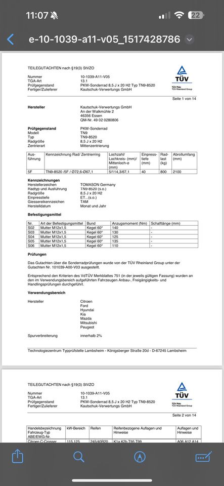 Tomason TN9-8520 20 Zoll Felgen Citroen/Ford/Hyundai/Kia/Mazda in Schwerte