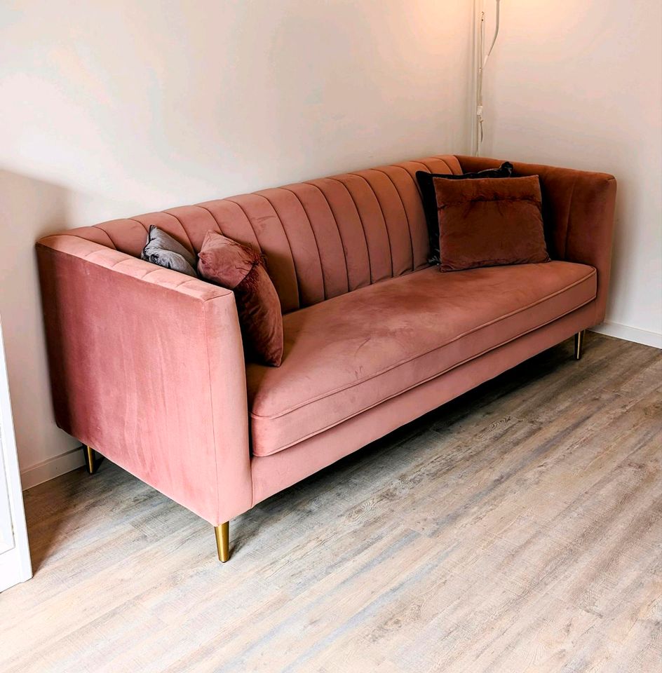 Sofa, Samt, 240cm, Rosa, Rot, 2er Sofa in Düsseldorf