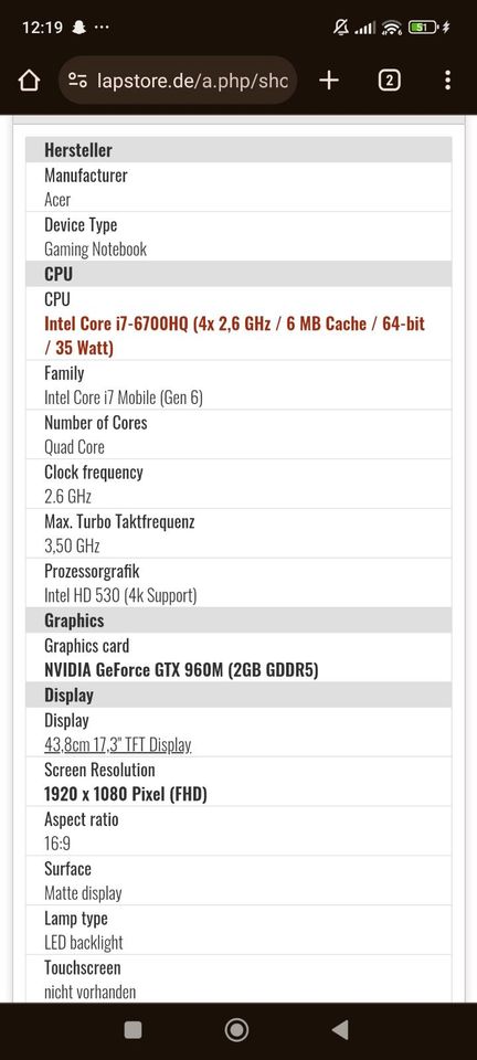 Acer Aspire V 17 Nitro (Black Edition) in Bad Emstal
