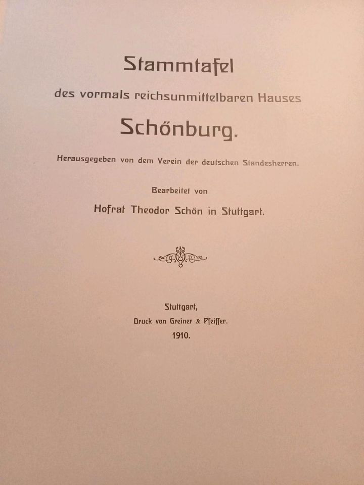 Ahnenforschung.Glauchau. Schönburg . Stammtafel . 1910 . in Doberlug-Kirchhain