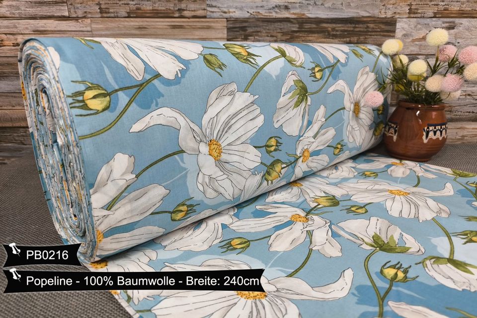 Baumwollstoff Doppelbreit 240cm VERSANDFREI Popeline Blume Motiven Weihnachten Stoffe Meterware ab 50cm Baumwolle Bastelstoffe Hochwertige Patchwork Basteln Dekostoffe Deko Stoff Öko-Tex in Leipzig