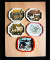 Blech-Tabletts  / Blechuntersetzer - Vintage- 5er Set Nordrhein-Westfalen - Hagen Vorschau