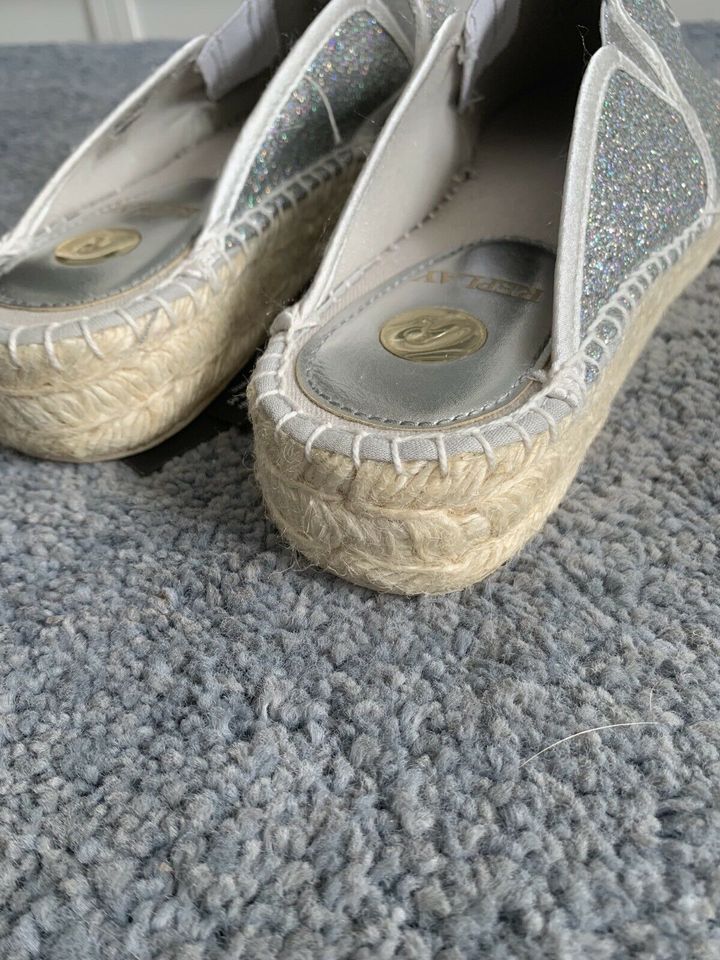 Replay plateau Mules Espandrilles silber Glitzer 41 NEU/ORIGINAL in Ratingen