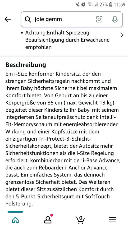 Joie Gemm Babyschale mit Base und Einschleckdecke in Renchen