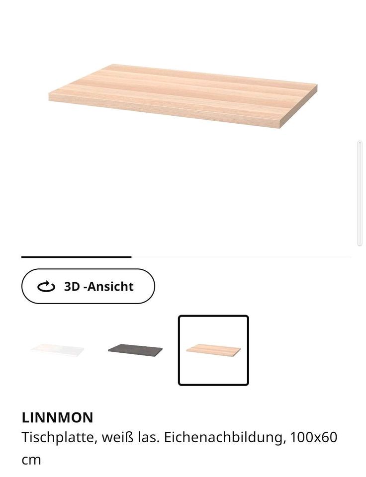 Ikea Linnmonn Schreibtisch Tischplatte und 2 Adils Tischbeine in Tholey