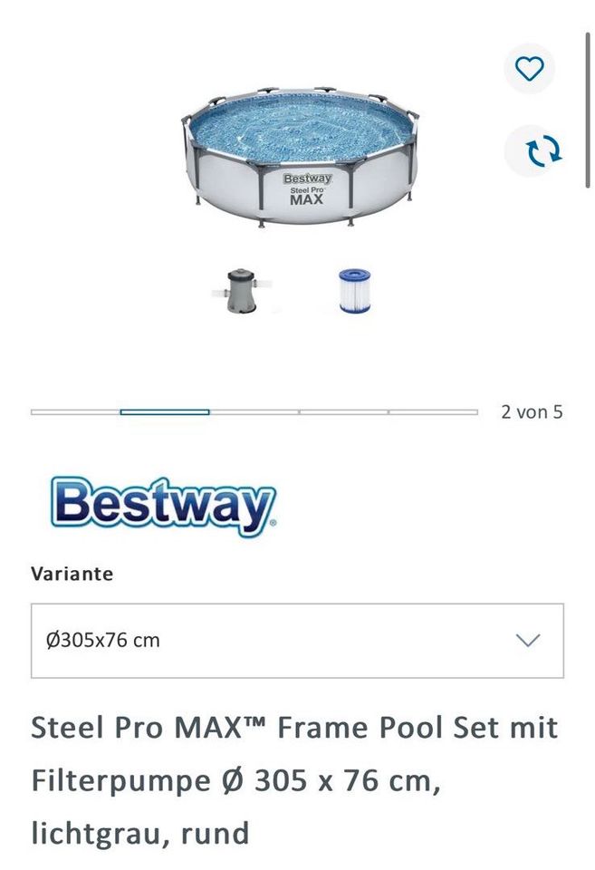 Pool, Bestway Steel Pro Max, 3,5 m, mit Zubehör, neuwertig! in Krefeld
