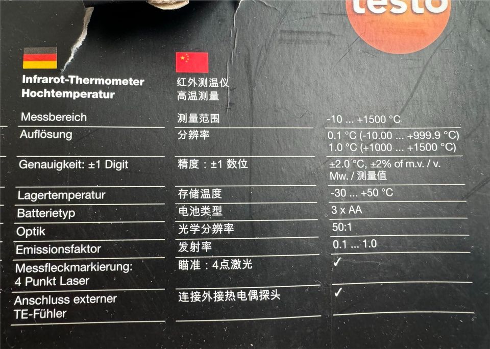 Testo 835 T2 Infrarot Thermometer in Scheuerfeld