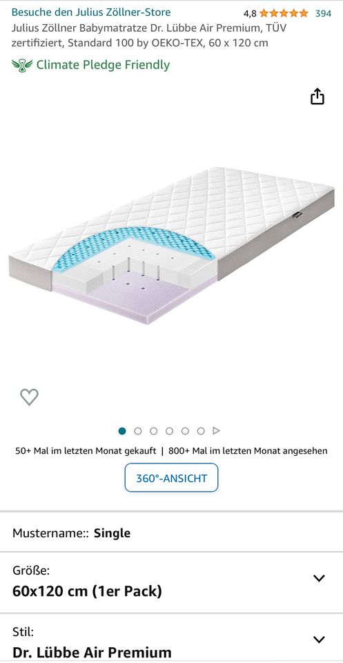 Babymatratze Julius Zöllner Air Premium, 60x120 in Emsbüren