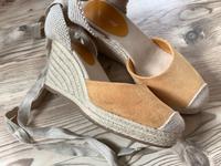 Keilsandalen Wedges Schnürsandalen Bast Keilabsatz Boho Senfgelb Leipzig - Plagwitz Vorschau