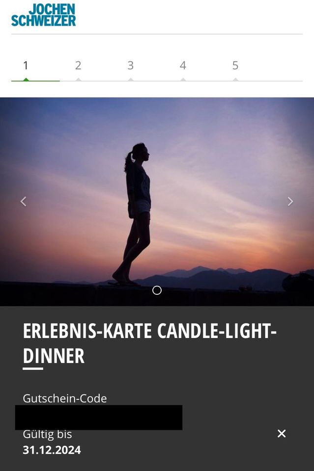 65€ Jochen Schweizer Gutschein Candle-Light-Dinner für 2 Personen in Köln