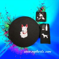 Platzset Tischset bestickt Bullterrier 3er Set ❤️ Niedersachsen - Wiefelstede Vorschau