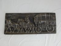 sehr massives Metallbild, Gussbild, Pferde mit Planwagen, Vintage Bayern - Siegenburg Vorschau