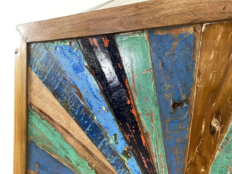 Boatwood by WMK # Besonderes Wandbild aus altem Bootsholz, ein handgefertigtes Unikat aus massivem Teakholz mit Originalfarbe der Boote # buntes Bild Kunstwerk Modern Industrial Art Abstrakte Kunst in Berlin