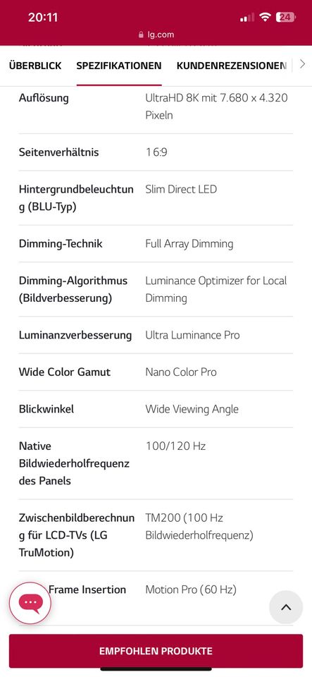 Lg nano cell 8K (55Nano095) in Singen