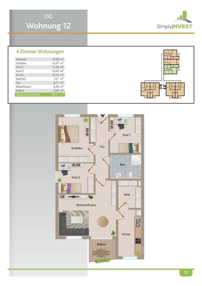 Schöne 4 Zimmer Wohnung in Bad Oeynhausen mit WBS zu vermieten (12) (ID-573) in Bad Oeynhausen