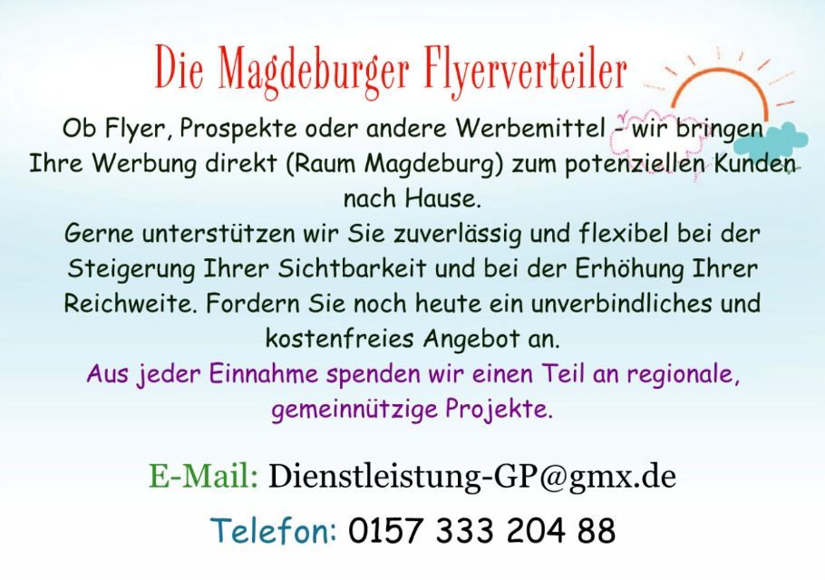 Flyer, Prospekte, Werbemittel Verteilung in Magdeburg in Magdeburg