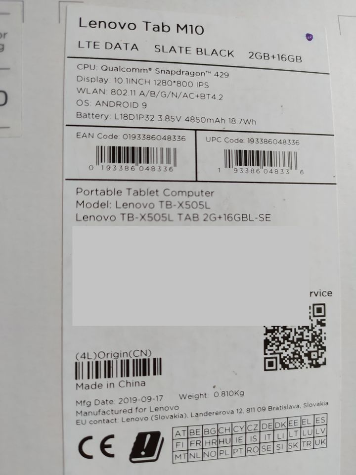 ***Lenovo Tablet M10 TB-X505L 10,1" HD IPS Touch, wie NEU!*** in Schwanfeld