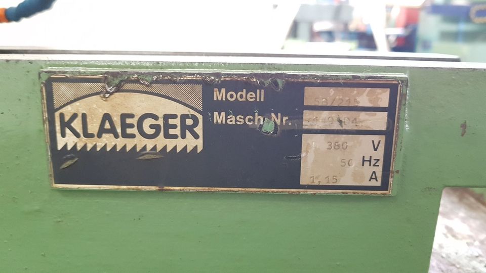 Hydr. Hochl. Bügelsägemaschine KLAEGER, 5B-215, Bjk. 90, 23457 in Rödermark