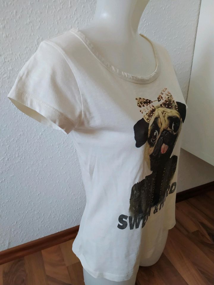 Shirt mit Mopsmotiv von Vestino Gr. 38 wie neu in Aschaffenburg