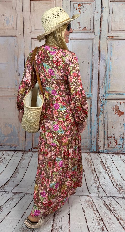 Romantisches Boho Seiden Maxi Kleid „Rosenliebe“ 100% Silk in Bochum