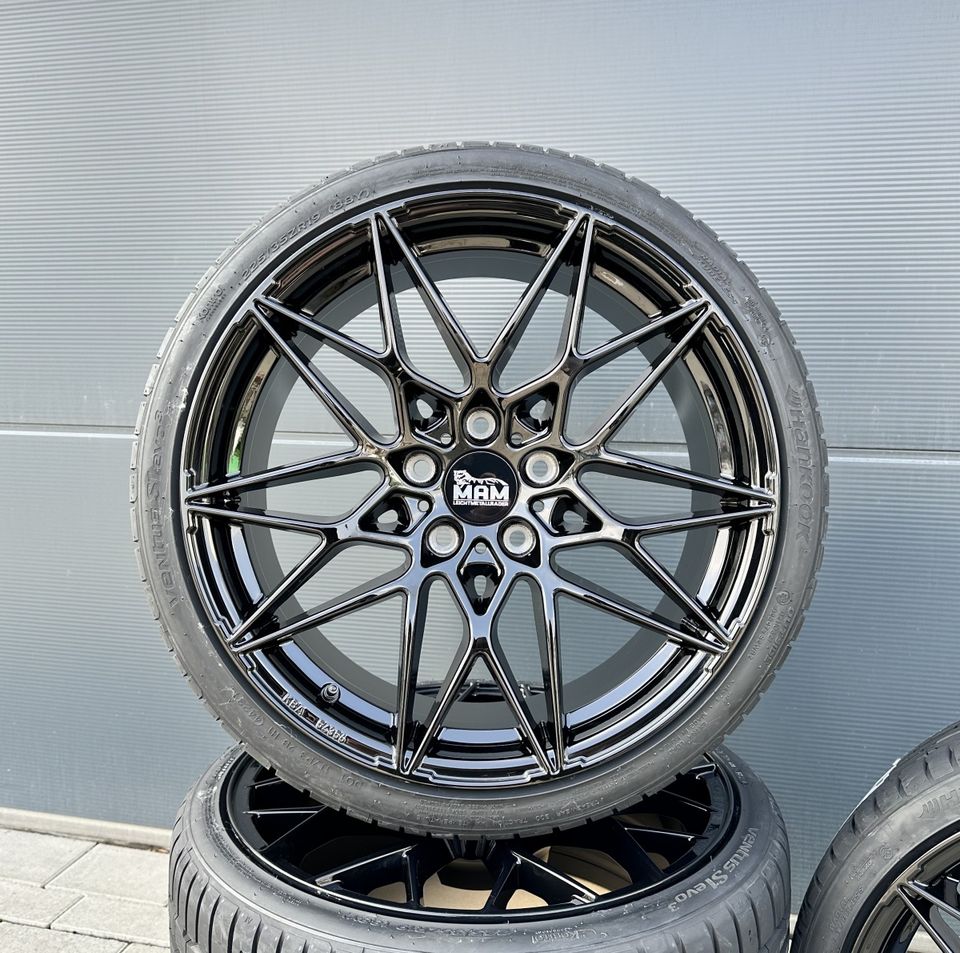 MAM B2 B2N 19 Zoll Sommerräder für Audi A6 S6 A7 S7 A8 4E Q3 SQ3 4G 4G1 C7 8U 8U1 A4 B8 B9 C6 4F Allroud Felgen Reifen Räder schwarz Performance Sommerreifen ABE sline s line 5x112 TDI Kompletträder in Neckarsulm