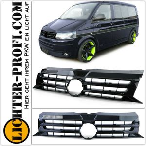 Kühlergrill Grill Clean Schwarz lackiert Leiste Rot für VW T5 GP Facelift  09-15