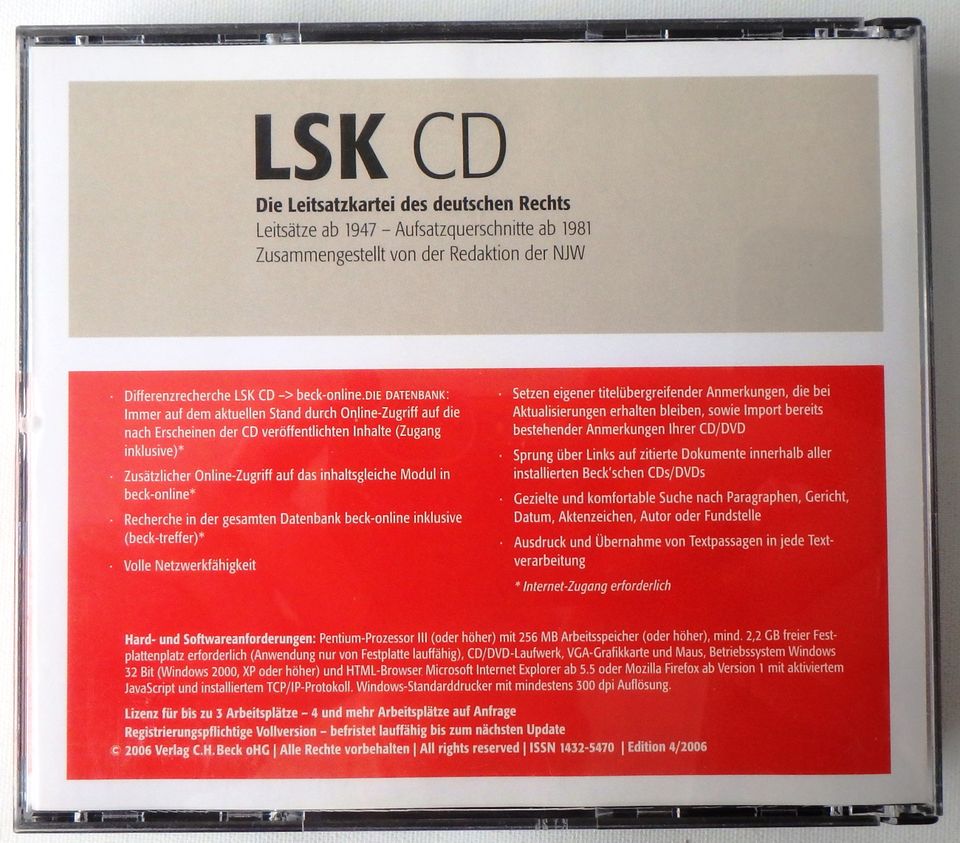 LSK CD Beck Recherche – Die Leitsatzkartei des deutschen Rechts in Heidelberg