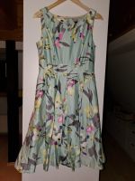 türkisfarbenes Sommerkleid mit Blumenmuster (+ Krawatte) Sachsen - Aue Vorschau